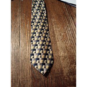 Keith Daniels Handmade Blue Silver Gold 100 Silk Necktie Tie Office Church Party